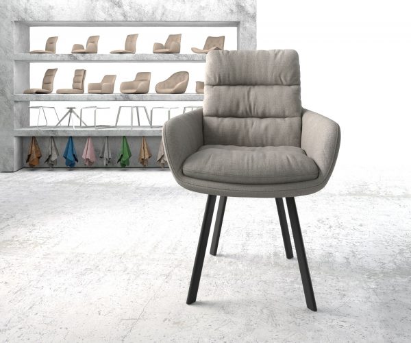 Jídelní židle Abelia-Flex s područkami Stripes Světle Šedá 4-nohá oválná Černá - Image 2