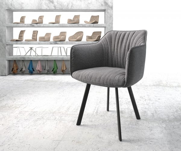 Jídelní židle Elda-Flex Textured Fabric Light Grey 4-nohý ovál Black