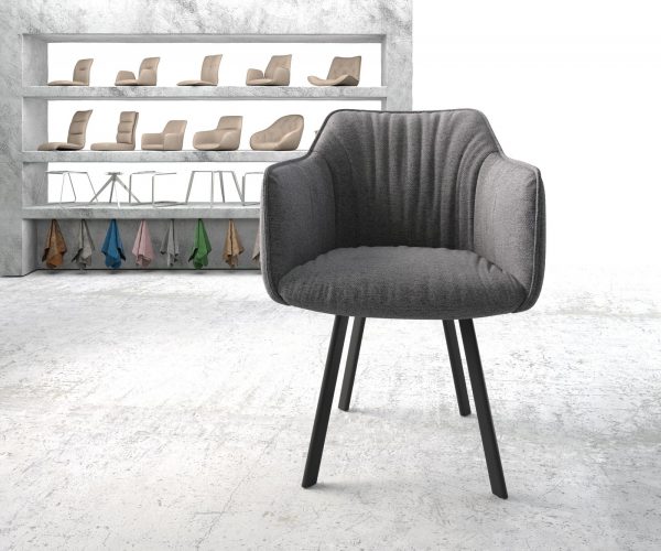 Jídelní židle Elda-Flex Textured Fabric Light Grey 4-nohý ovál Black - Image 2