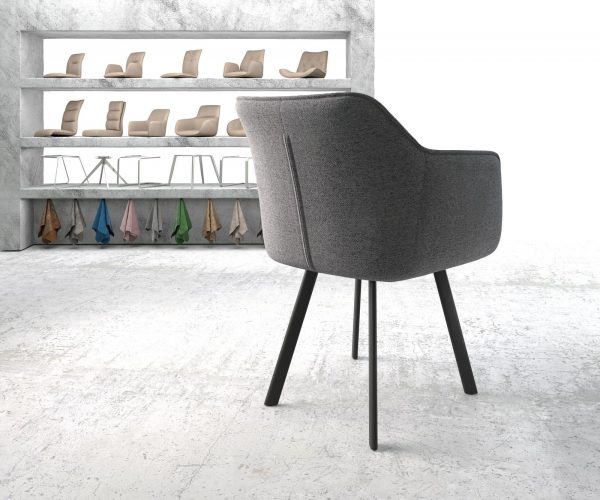 Jídelní židle Elda-Flex Textured Fabric Light Grey 4-nohý ovál Black - Image 3