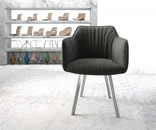 Jídelní židle Elda-Flex Textured Fabric Anthracite 4-nohý ovál z nerezové oceli - Image 2