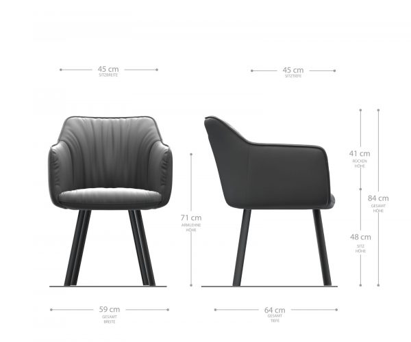 Jídelní židle Elda-Flex Textured Fabric Anthracite 4-nohá oválná černá - Image 5