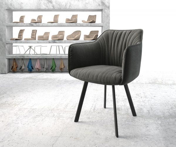 Jídelní židle Elda-Flex Textured Fabric Anthracite 4-nohá oválná černá