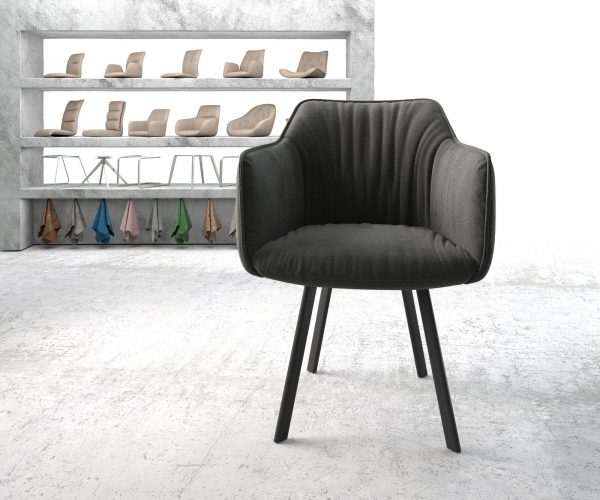 Jídelní židle Elda-Flex Textured Fabric Anthracite 4-nohá oválná černá - Image 2