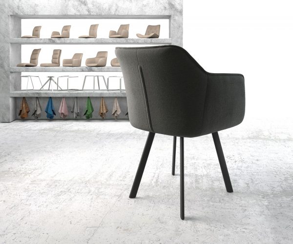Jídelní židle Elda-Flex Textured Fabric Anthracite 4-nohá oválná černá - Image 3