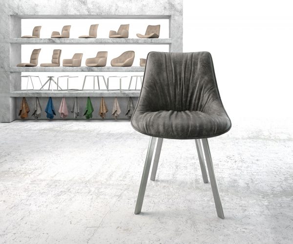 Jídelní židle Elda-Flex Grey Antique 4-nohá oválná nerezová ocel - Image 2
