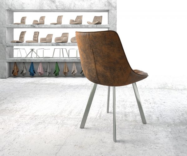 Jídelní židle Elda-Flex hnědá Antique 4-nohá oválná nerezová ocel - Image 3