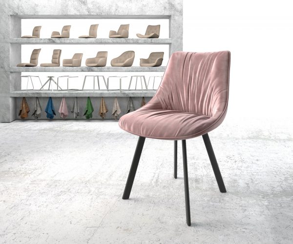 Jídelní židle Elda-Flex Velvet Rosé čtyřnohá oválná černá