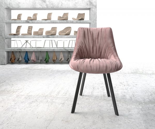 Jídelní židle Elda-Flex Velvet Rosé čtyřnohá oválná černá - Image 2