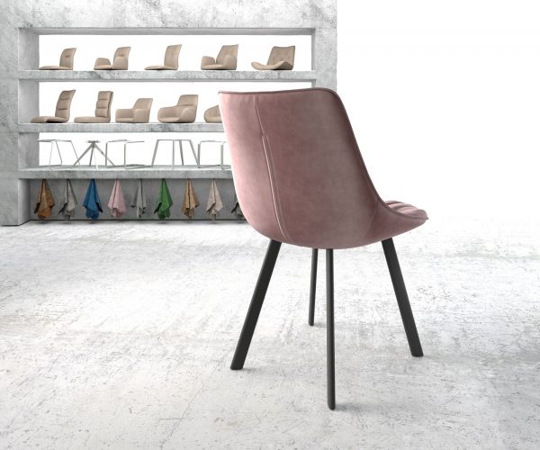 Jídelní židle Elda-Flex Velvet Rosé čtyřnohá oválná černá - Image 3