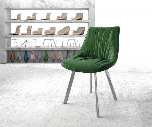 Jídelní židle Elda-Flex Velvet Green čtyřnohá oválná nerezová ocel