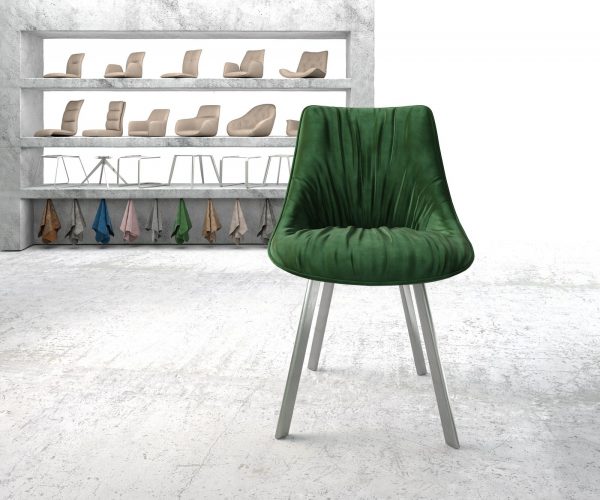 Jídelní židle Elda-Flex Velvet Green čtyřnohá oválná nerezová ocel - Image 2