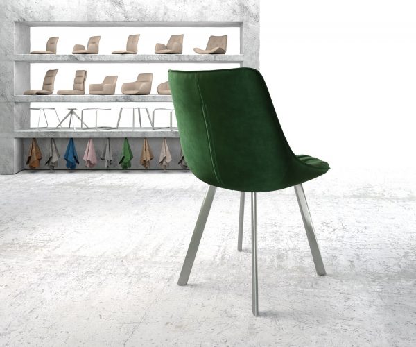 Jídelní židle Elda-Flex Velvet Green čtyřnohá oválná nerezová ocel - Image 3