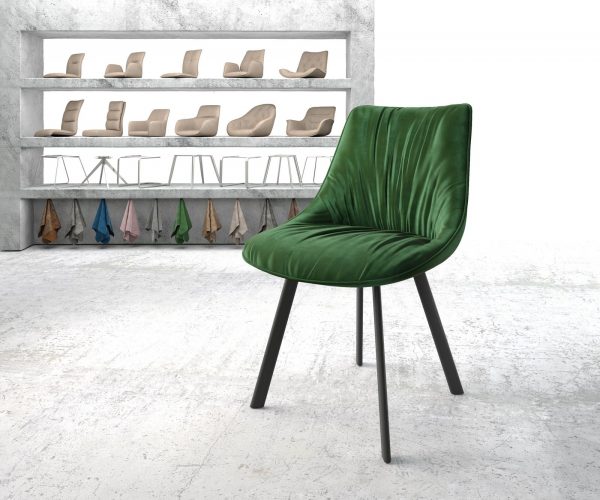Jídelní židle Elda-Flex Velvet Green čtyřnohá oválná černá