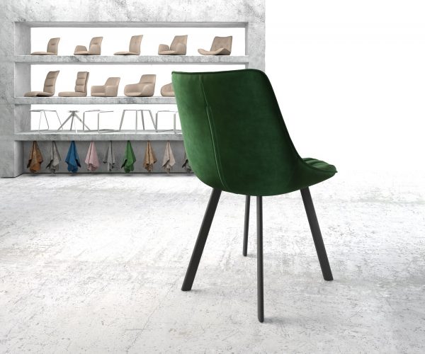 Jídelní židle Elda-Flex Velvet Green čtyřnohá oválná černá - Image 3