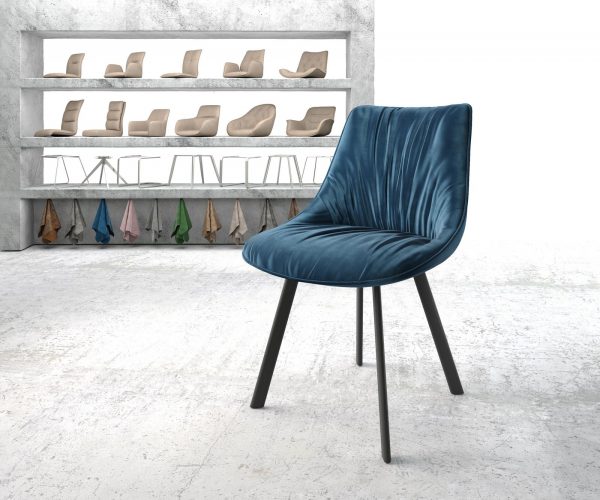 Jídelní židle Elda-Flex Velvet Blue čtyřnohá oválná černá
