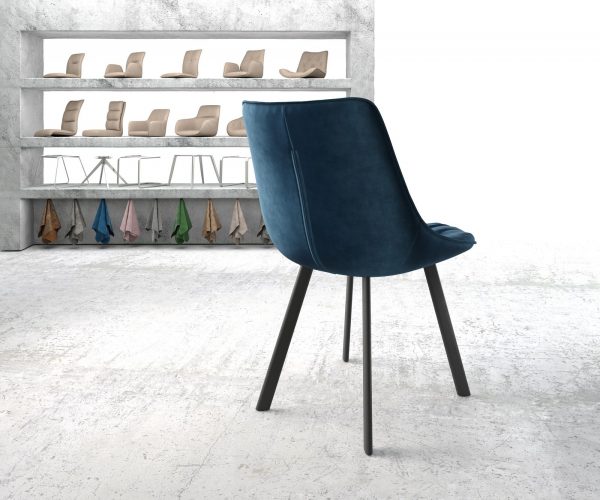Jídelní židle Elda-Flex Velvet Blue čtyřnohá oválná černá - Image 3