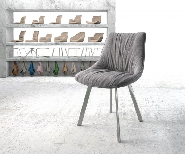 Jídelní židle Elda-Flex Textured Fabric Light Grey 4-nohá oválná nerezová ocel