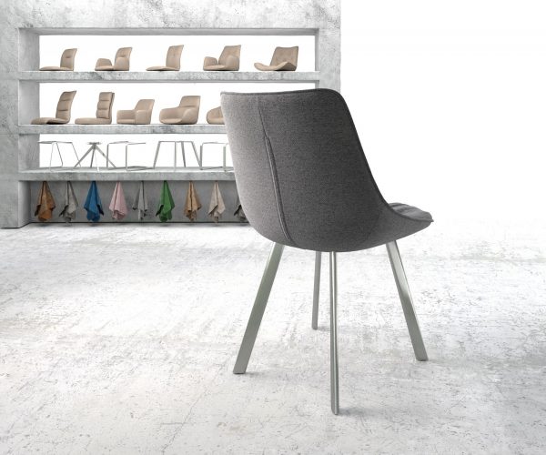 Jídelní židle Elda-Flex Textured Fabric Light Grey 4-nohá oválná nerezová ocel - Image 3