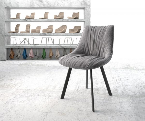 Jídelní židle Elda-Flex Textured Fabric Light Grey 4-nohý ovál Black