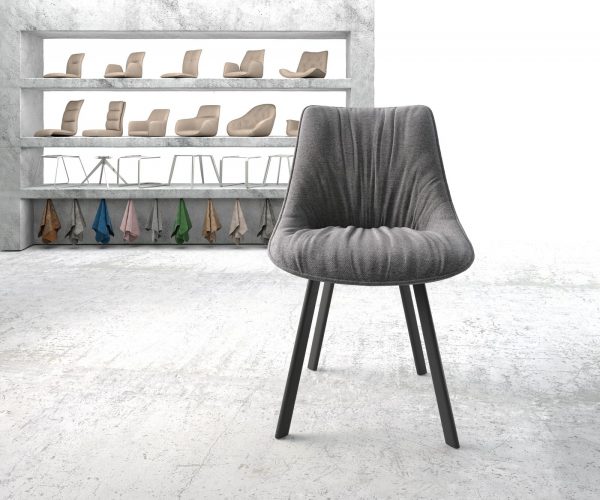 Jídelní židle Elda-Flex Textured Fabric Light Grey 4-nohý ovál Black - Image 2