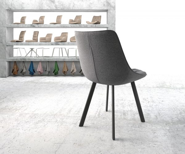 Jídelní židle Elda-Flex Textured Fabric Light Grey 4-nohý ovál Black - Image 3