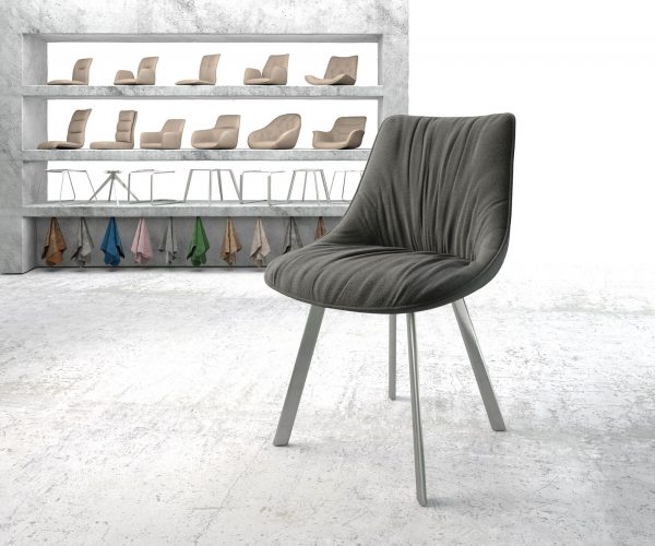 Jídelní židle Elda-Flex Textured Fabric Anthracite 4-nohý ovál z nerezové oceli
