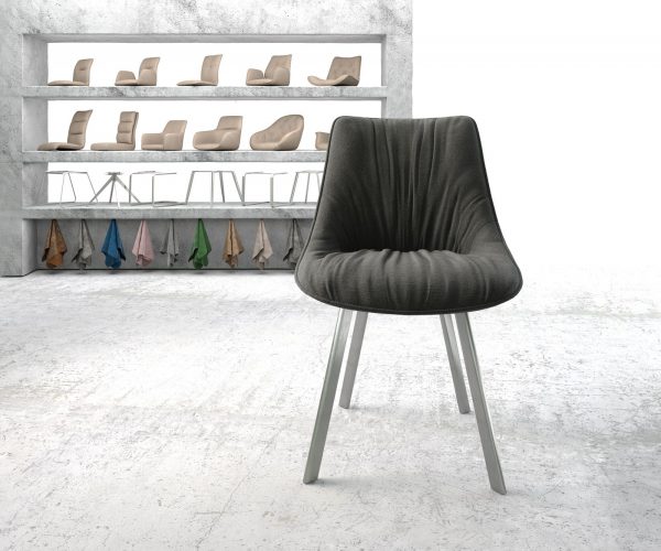 Jídelní židle Elda-Flex Textured Fabric Anthracite 4-nohý ovál z nerezové oceli - Image 2