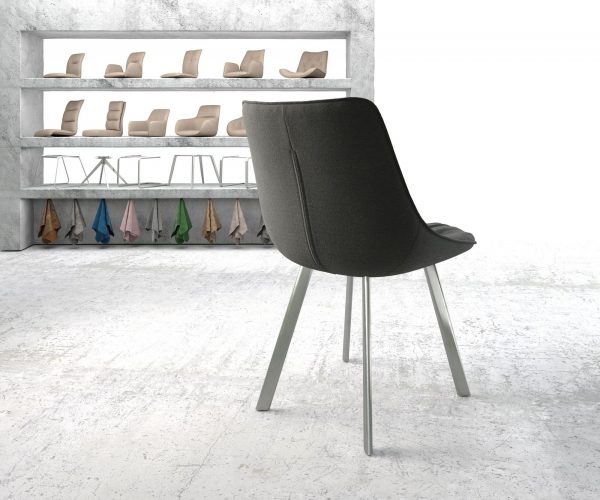 Jídelní židle Elda-Flex Textured Fabric Anthracite 4-nohý ovál z nerezové oceli - Image 3