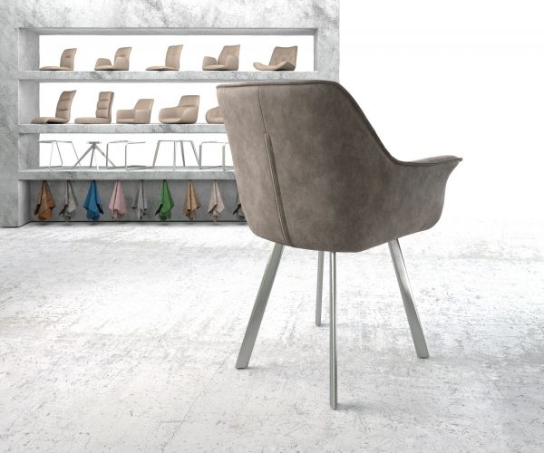 Jídelní židle Keila-Flex s područkou taupe vintage oválná podnož z nerezové oceli - Image 3