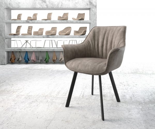 Jídelní židle Keila-Flex s područkami Taupe Vintage 4-nohá oválná Černá