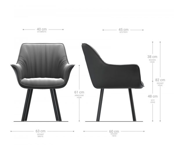 Jídelní židle Keila-Flex s područkami antracit Vintage 4noha oválná Černá - Image 5