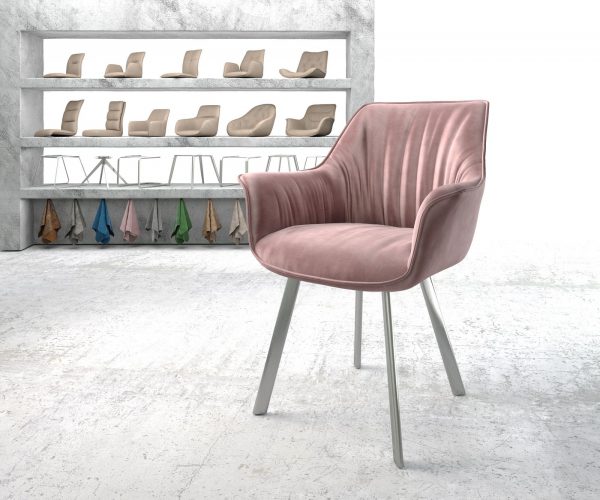 Křeslo Keila-Flex Velvet Rosé 4-nohé oválné z nerezové oceli