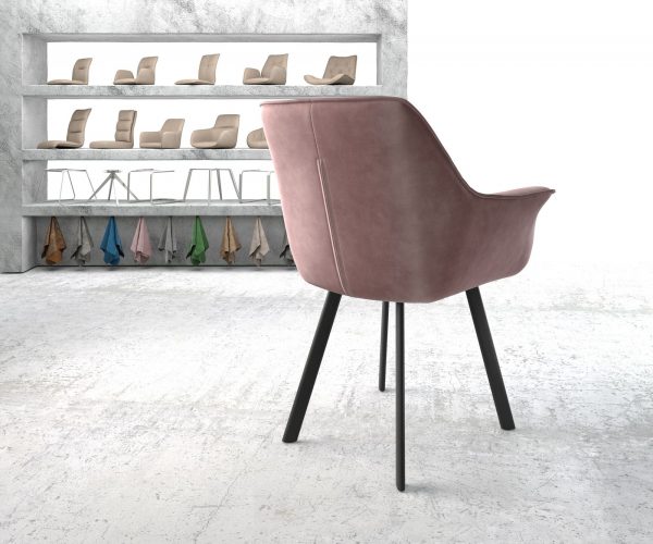 Křeslo Keila-Flex Velvet Rosé 4-nohé oválné černé - Image 3