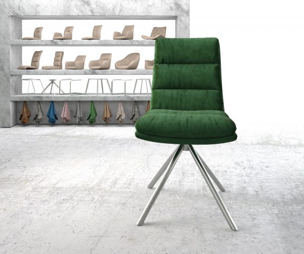 Otočná židle Abelia-Flex Velvet Green Cross Base Round Stainless Steel 180° Swivel - Image 2