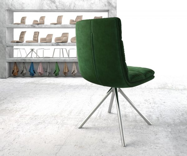 Otočná židle Abelia-Flex Velvet Green Cross Base Round Stainless Steel 180° Swivel - Image 3
