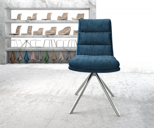 Otočná židle Abelia-Flex Velvet Blue Cross Frame Round Stainless Steel 180° Swivel - Image 2