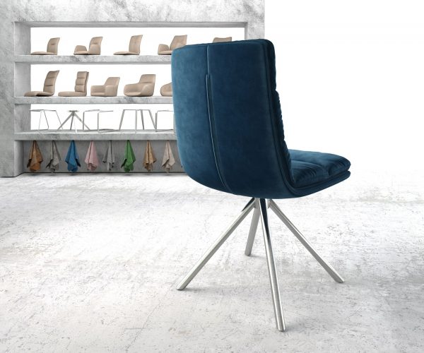 Otočná židle Abelia-Flex Velvet Blue Cross Frame Round Stainless Steel 180° Swivel - Image 3