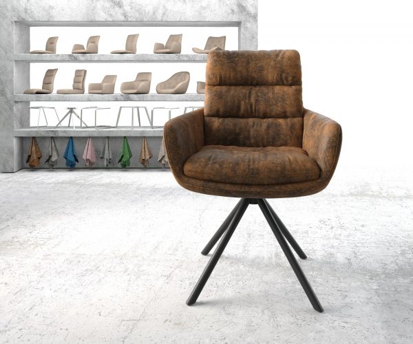 Otočná židle Abelia-Flex s područkami Hnědá Vintage Cross Rám Round Černá - Image 2