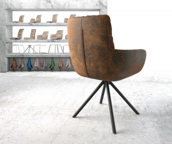 Otočná židle Abelia-Flex s područkami Hnědá Vintage Cross Rám Round Černá - Image 3