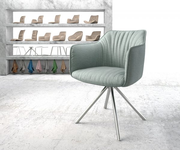 Otočná židle Elda-Flex s područkami Stripes Mint Křížová základna kulatá nerezová ocel otočná o 180°