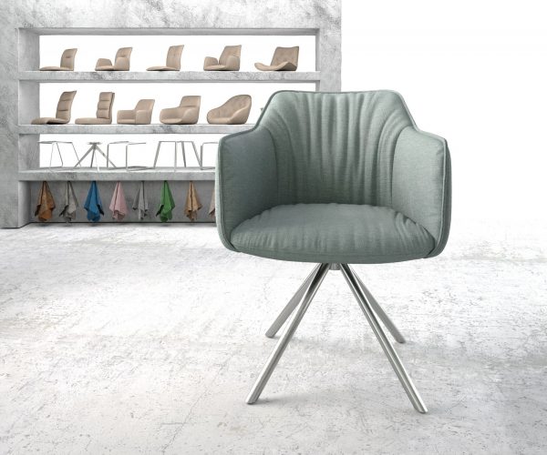 Otočná židle Elda-Flex s područkami Stripes Mint Křížová základna kulatá nerezová ocel otočná o 180° - Image 2