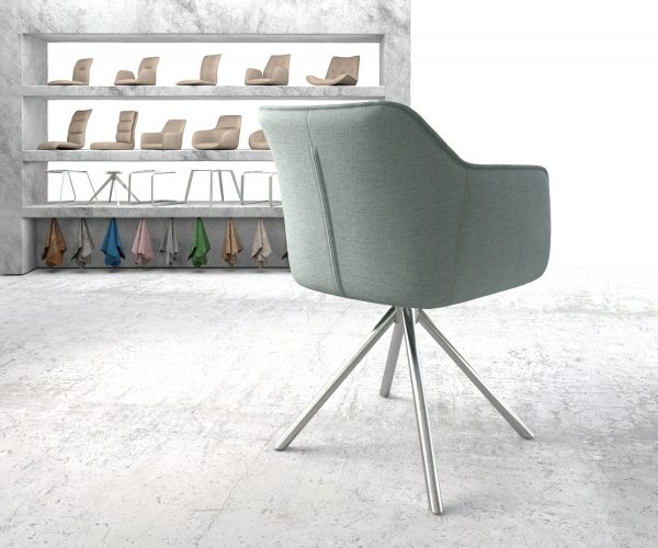 Otočná židle Elda-Flex s područkami Stripes Mint Křížová základna kulatá nerezová ocel otočná o 180° - Image 3