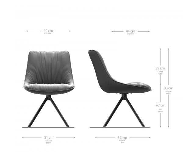 Otočná židle Elda-Flex texturovaná látka antracitová Křížová základna kulatá nerezová ocel otočná o 180° - Image 5