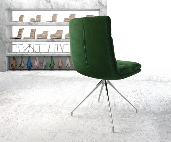 Otočná židle Abelia-Flex Velvet Green Křížový rám kuželový nerezový 180° otočný - Image 3