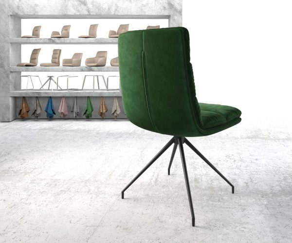 Jídelní židle Abelia-Flex samet zelená křížová podnož zúžená černá - Image 3