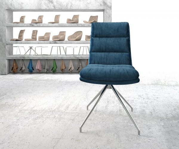 Otočná židle Abelia-Flex Velvet Blue Cross Frame Conical Stainless Steel 180° Swivel - Image 2