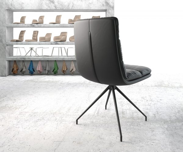 Otočná židle Abelia-Flex Pravá kůže Černá Křížová podnož kónická Černá - Image 3