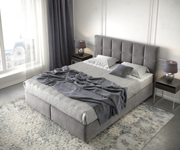 Boxspring postel Dream-Fine 160x200 cm mikrovlákno taupe s matrací a topperem - Image 4