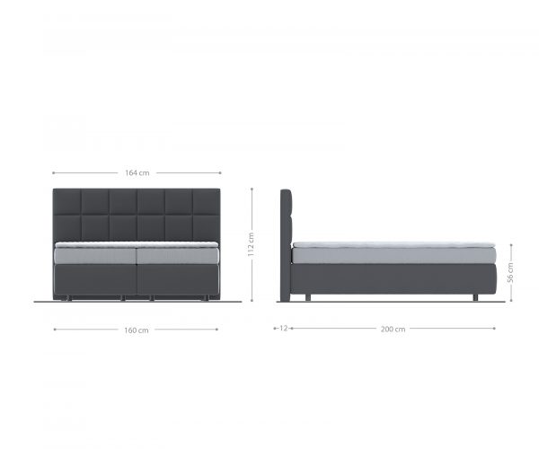 Boxspring postel Dream-Fine 160x200 cm mikrovlákno taupe s matrací a topperem - Image 5